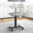 Mobile Standing Desk with Wheels, Elevating Table,Lift desks for Home Office,Rolling Portable Laptop Desk Height Adjustable, Mobile Computer Desk,Small Sit Stand WorkstationBlack, 20.2" L x 23.6" W x 43.7" H