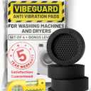 Anti Vibration Pads for Washing Machine featuring 3D TrianGrip & FREE Level Tool - Larger Opening Fits All Washer Feet - Stops Moving, Walking - Prevents Noise, Vibration Transfer - VIBEGUARD 4 Pack