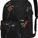 Goloni Classic Backpack with USB Charging Port,Water Resistant Travel Backpack for Men & Women,Laptop Backpack (17.3inch, Black White)