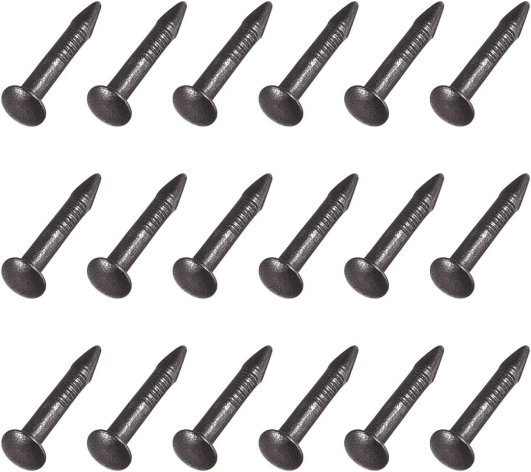 2 x METALLIXITY Small Nails (1.2x8mm) 100pcs, Brass Tiny Hardware Nails - for Household Woodworking, Black