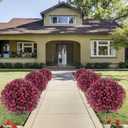 Artificial Boxwood Topiary Balls  Set of 2 UV-Resistant 23" Rose-Colored Faux Shrubs with Ground Spikes, Faux Evergreen Decorative Plants for Outdoor Indoor Porch Patio Garden