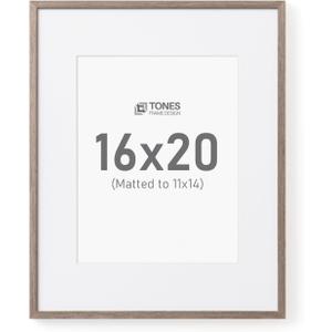 16x20 Picture Frame Matted to 11x14, Oak Solid Wood Veneer Finish Photo Frame and Plexiglass Front Large Picture frames for Poster Gallery Wall Home Decor