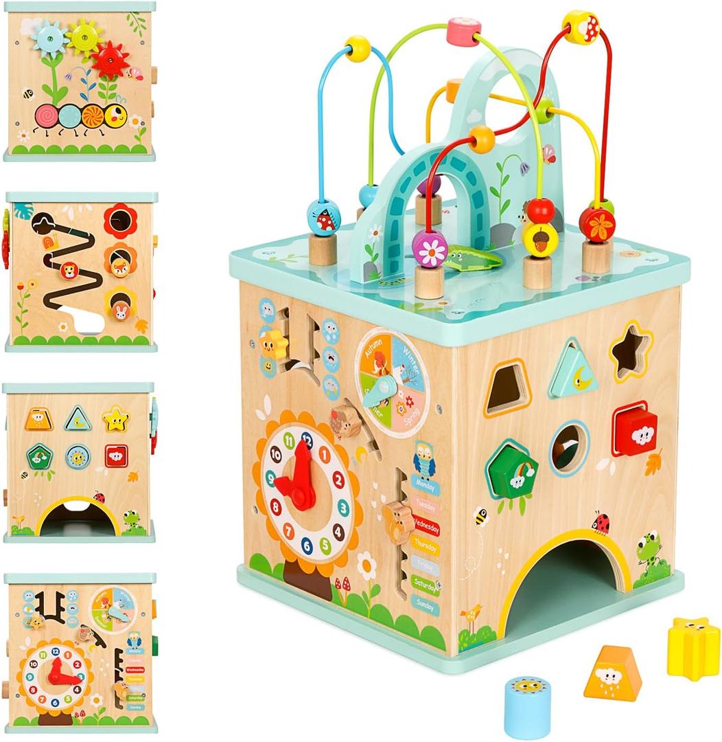 OOOK 5 in 1 Activity Center, Baby Activity Table with 5 Sides Play Features, Large Activity Play Cube