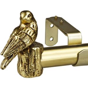 1-1/8 Inch Diameter Brushed Gold Curtain Rod with Bird Design Finials, 72-144'' Telescoping Single Curtain Rods for window width 68-140 inch, Decorative Drapery Rods for Bedroom,Living Room