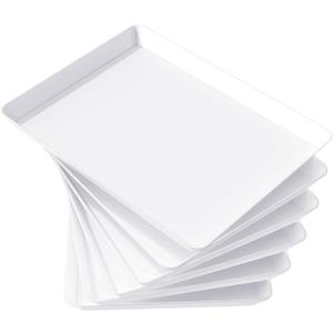 Lifewit Serving Tray for Party Supplies, Reusable Serving Platter for Catering, Snack, Fruit, Charcuterie, Appetizer, Plastic Food Trays, Hosting Essentials, BPA Free, 6 Pcs, Extra Large(16" x 12")