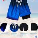 Cozople Boys Swim Trunks Quick Dry Compression Liner Swim Shorts Summer Bathing Suit with Inner Pocket Swimwear 7-20T (Fade Dark Blue)