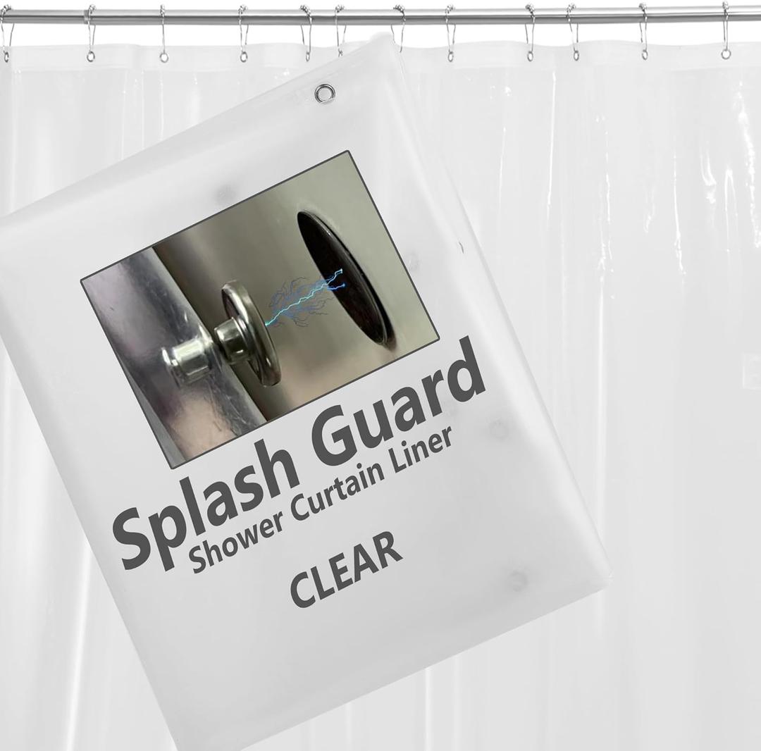 Short Clear Shower Curtain Liner 60x60, 12 Grommet Holes Plastic Shower Curtain 60 Inch Length with Magnets, Clear, 60x60