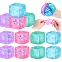 12 Pcs Stress Cube Swirl Ice Cube Stress Ball Bulk 2.17 Inch Slow Rising Soft Anxiety Relief Squeeze Sensory Balls for ADHD Prizes Goodie Bag Stuffers Rewards Party Favors