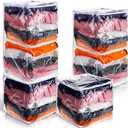 6 Packs Clear Zippered Storage Bags Sweater Moth Bags Plastic Storage for Blankets Clothes Bed Sheet Organizer with Zipper for Closet Linen Sweater Bed Sheet Clothes Pillow(12 x 12 x 12 Inch)