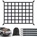Heavy Duty Cargo Net for Pickup Truck Bed 66" x 50" 1100 lbs Capacity with Adjustable Cam Buckles S-Hooks and Drawstring Storage Bag, Durable Nylon for Trailers and Trucks