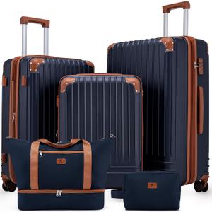 KUNEL Luggage Sets 5 Piece, Hardshell Expandable Suitcase, 20/24/28inch