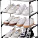 Jucaifu Stackable Small Shoe Rack, Entryway, Hallway and Closet Space Saving Storage and Organization (4Tier, Black)