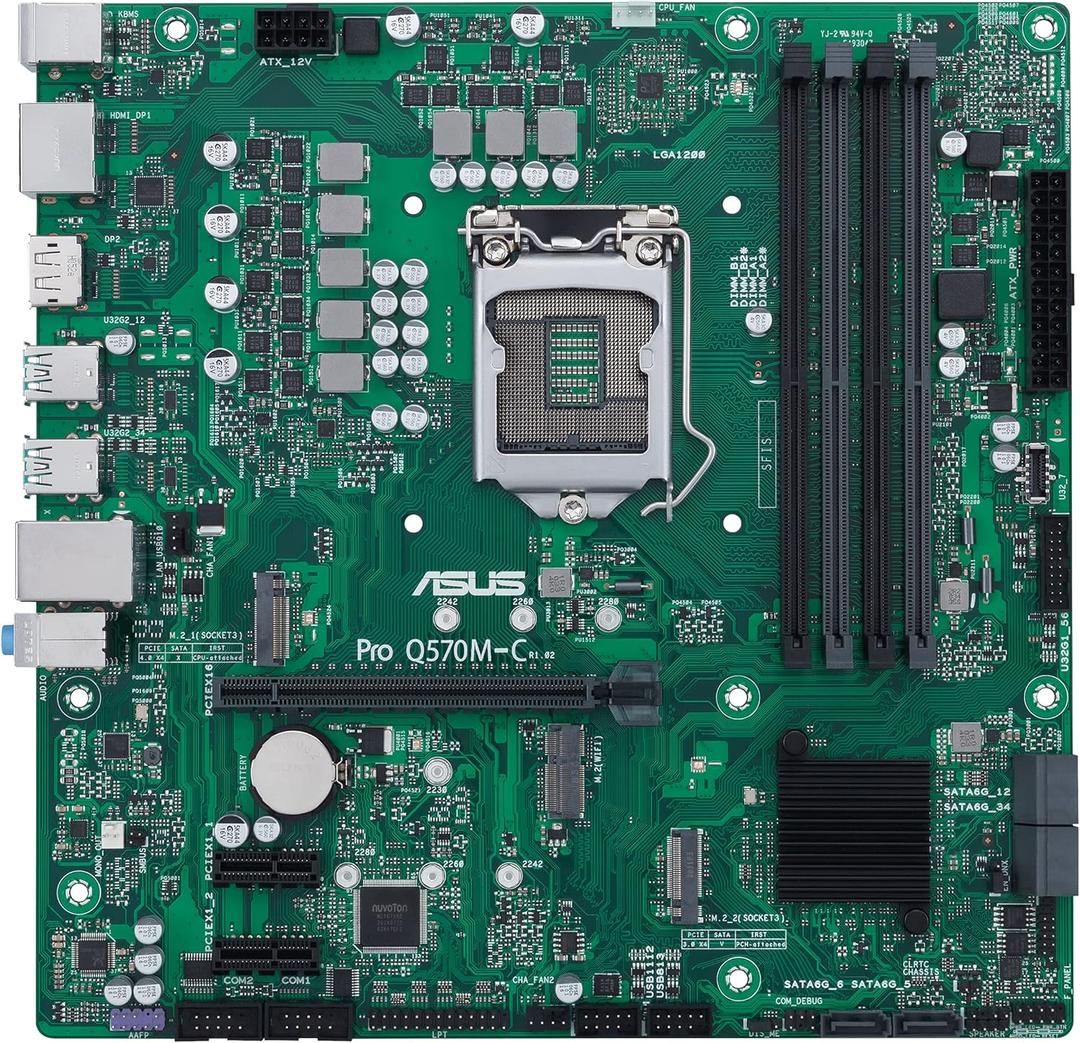 ASUS Pro Q570M-C/ CSM LGA1200 (Intel 10th&11th Gen) mATX Commercial Motherboard (PCIe 4.0, 1 LAN, Front Panel USB 3.2 Type-C, Intel vPro, 2X DP, TPM 2.0 IC, COM debug Header, self-Recovering BIOS, ACCE)