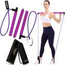 Viajero Pilates Bar Kit for Portable Home Gym Workout - 2 Latex Exercise Resistance Band - 3-Section Sticks - All-in-one Strength Weights Equipment for Body Fitness Squat Yoga with E-Book & Video