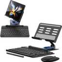 for Samsung Galaxy Z Fold 6 5 4 Stand and Keyboard Mouse, Portable Mini Bluetooth Keyboard, Foldable Adjustable Aluminum Alloy Stand Holder for Desk, with Wireless Mouse and Pen