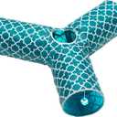 Cat Tunnel - Collapsible 3 Way Quatrefoil Play Toy - Tube Fun for Rabbits, Kittens, and Dogs - Quatrefoil Teal/White