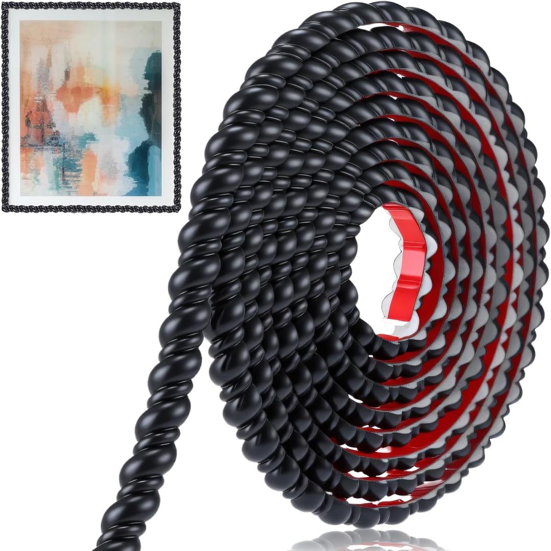 Peel and Stick Molding Trim Flexible Molding Trim for Walls Self Adhesive Paintable DIY Wall Trims for DIY Mirror Frame Cabinet Edge Picture(Classic,16.4 ft x 0.59 Inch,Black)