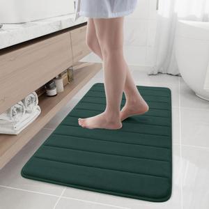 Buganda Memory Foam Bath Mat, 44" x 24", Ultra Soft and Non-Slip Bathroom Rugs, Water Absorbent and Machine Washable Bath Rug Runner for Bathroom, Shower, and Tub, Dark Green