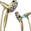 High Pressure 10 Ways Handheld Shower Head Brushed Gold- Anti-clog Nozzles, Built-in Power Wash to Clean Tub, Wall & Overhead Brackets,Magnetitc Rainfall Shower Wand,Built-in 2 Power Jet