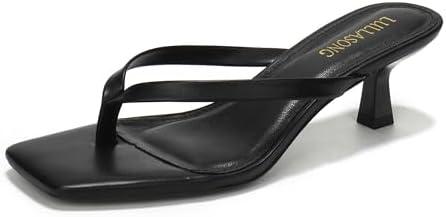 LULLASONG Women's Kitten Heels Sandals Square Open Toe Flip Flop Heels 1.8-2 Inch Heeled Sandals for Women Size 11