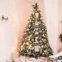 Farmhouse Christmas Decorations with Long Burlap Rustic Plaque Joy to The World Christmas Tree Decorations Large Xmas Wood Tree Hanging Ornaments Sign for Holiday Party Decorative Supplies