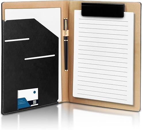 360° Foldable Clipboard Portfolio with NonMarking Magnetic Clip & Elastic Pen Loop, A4/Letter Document Holder for Business, Office & Interviews