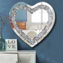 DMDFIRST Crystal Crush Diamond Heart Shaped Silver Mirror for Wall Decoration 24x24x1 inch Wall Hang Frameless Mirror Acrylic Diamond Dcor.