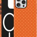 Jusy Compatible with MagSafe Polka Dot Case for iPhone 17 Pro, Cute Aesthetic Polka Dots Magnetic Phone Case, Soft TPU and Hard PC Protective Phone Cover for Women GirlsMatte - Orange