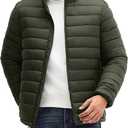 Men's Puffer Jacket Lightweight Warm Winter Jackets for Men Windproof Insulated Puffy Coat with 3 Pockets XXL, Army Green