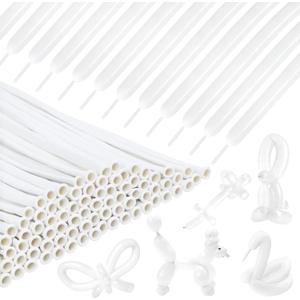 RUBFAC 260 White Long Balloons for Tying Arch, 100pcs Twisting Balloon for Garland Animals Modeling, Birthday, Wedding, Party Decorations