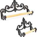 Sungmor 2 Pack Vintage Cast Iron Toilet Paper Holder, Decorative Fleur De Lis Toilet Paper Roll Holder, Wall Mounted Antique Brown Tissue Roll Holder, French Rustic Bathroom Kitchen Wall Decor