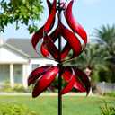 Yard Garden Wind Spinners - Large Outdoor Metal Wind Spinners with Stake, Yard Art Lawn Garden Decor (19" W x 87" H) (Large Red Tulip)