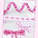 3 x BOXOB 2 Rolls Pink & White Breast Awareness Ribbons, Polyester Double-Sided Printing Breast Awareness Products Items Accessories for Gift Wrapping DIY Crafts Hair Bows & Party Decoration