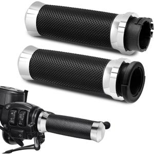 Amazicha 1inch Handlebar Grips, Cable Throttle Control Hand Grips Fit for Harley 96-07 Touring, 96-Later XL, 02-17 VRSC, 08-13 XR, 96-17 Dyna (Except FXDLS)