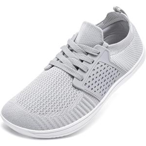 HOBIBEAR Wide Minimalist Barefoot Shoes Mens Womens Walking Sneakers Shoes | Zero Drop Sole | Optimal Relaxation 39(Light Grey)