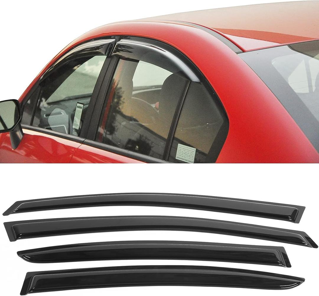 Window Visors Compatible with 2012-2016 Subaru Impreza & 2015-2021 WRX STI, Acrylic Smoke Tinted Semi-Transparent Rain Guards Wind Deflector by IKON MOTORSPORTS