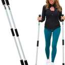 Weighted Walking Sticks for Seniors, Women & Men 1.2lb Each Ergonomic Hiking Poles for Balance, Posture & Stability Durable Trekking Poles for Walking (Small, Gray)