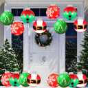 9 Inch Large Inflatable Christmas Balls Outdoor, Blow up Christmas Ornaments Balls with Holiday-Themed Patterns, Decorations for Front Porch, Tree, Yard (8 Pcs)