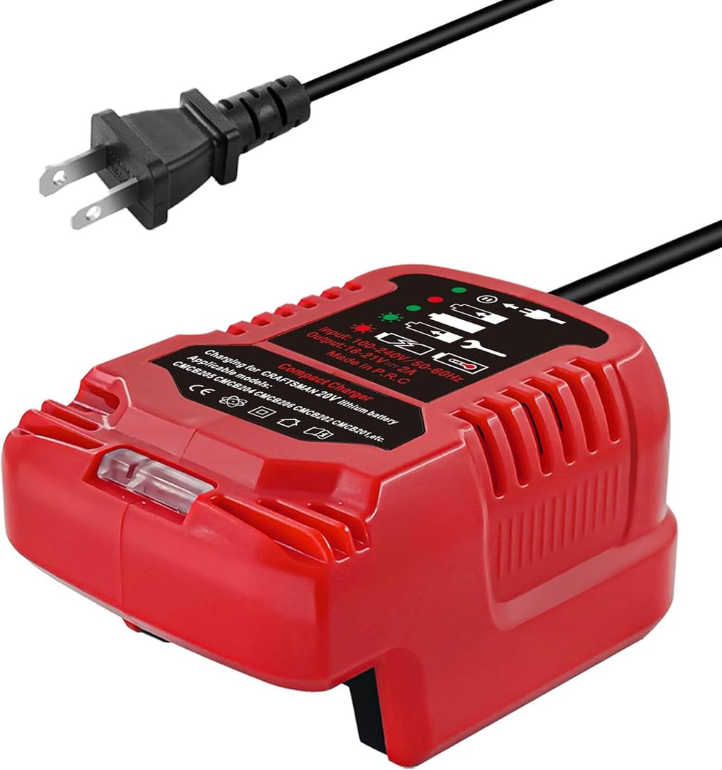 EID Mini Charger Fit for Craftsman 20V V20 Battery, Replace for CMCB104, Charging for Battery CMCB205 CMCB204 CMCB206 CMCB202 CMCB201 (Not for 19.2V)