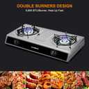 CAMPLUX 2 Burner Propane Camping Gas Stove for Outdoor Cooking, 19,600 BTU Portable Double Burner Propane Cooktop Stainless Steel with Auto Ignition, Estufa de Gas Portatil, for Patio, Camping, BBQ