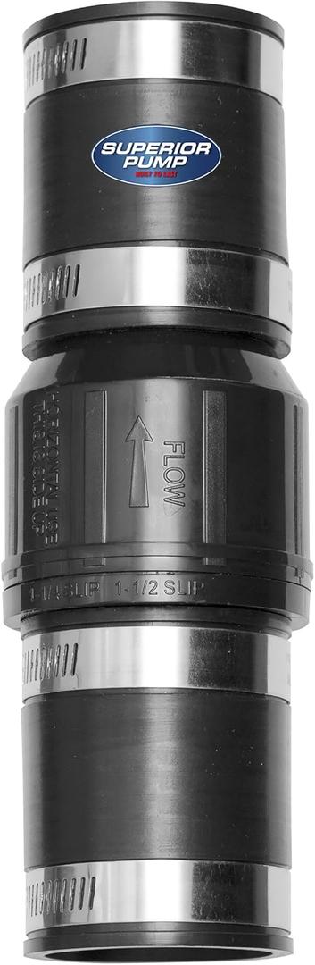Superior Pump 99522 9953 1-1/2 in. Rubber Boot Check Valve, 1-1/2", Black