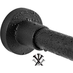 BRIOFOX Shower Curtain Rod 43-73 Inches Matte Black, Rustproof and Non-Fall Down Spring Tension Rod for Window or Bathroom, Stainless Steel