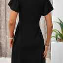 Acelitt Womens Casual Fashion Trendy 2026 Summer Twist Front V Neck Short Sleeve Mini Dress High Waist A Line Ruffle Dresses Sundress Black Small