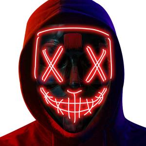 Poptrend Halloween Mask LED Light up Mask for Festival Cosplay Halloween Costume Masquerade Parties,Carnival,Gifts (Black)