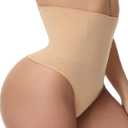 Thong Shapewear Tummy Control, High Waist Underwear Panties Super Comfort Womens Thong Underwear (XL)