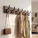 WEBI Rustic Coat Rack Wall Mount,30" Long 7 Cast Iron Coat Hooks Wall Mounted,Heavy Duty Wood Wall Coat Hanger Hooks for Hanging Coats,Jacket,Clothes,Backpack,Farmhouse,Rustic Brown
