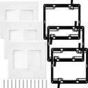 Tlence 6 Pack 2 Gang Brush Wall Plate with Brackets, Double Gang Cable Pass Through Wire Hider, Low Voltage Flush Mounting Wall Cover for Ethernet Cables, Coaxial, Speaker Wires, Wall Mounted TV