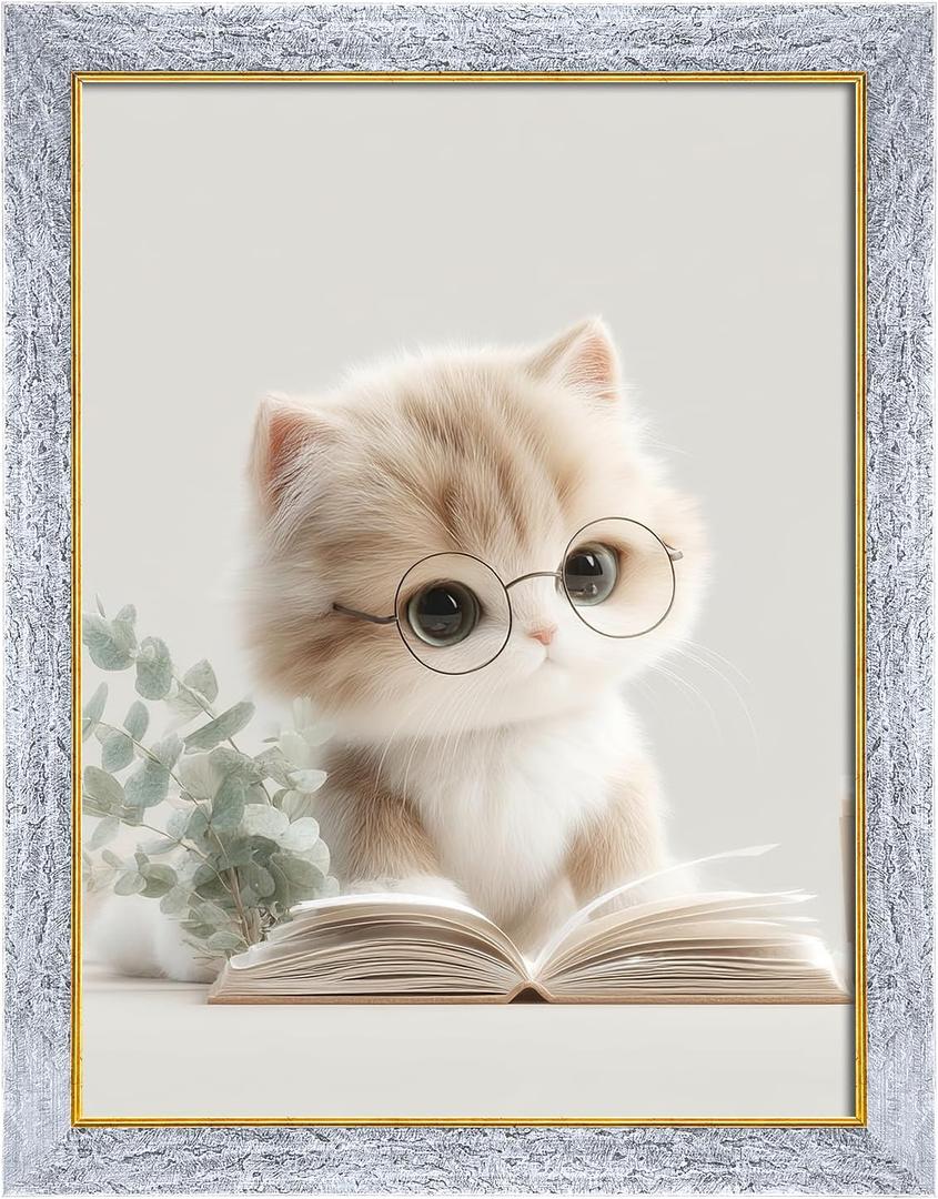 18x24 Silver Wood Frame with Gold Trim, Natural Wooden 24x18in Picture Frames, For 18 x 24inch Gallery Photo Pic with HD Plexiglass, 1.85in Widen, Horizontal Vertical Wall Display 1Pcs