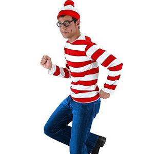 YOKIKIYO Red and White Striped Shirt Costume Women,Funny Sweatshirt Men,Wizard Glasses Hat Suits,Halloween Cosplay Shirts (Men, XXL)