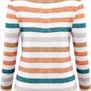 LilyCoco Womens Striped Long Sleeve Shirt Boat Neck Tops Breton Loose Fit Tshirt Multicolored Medium (Medium)